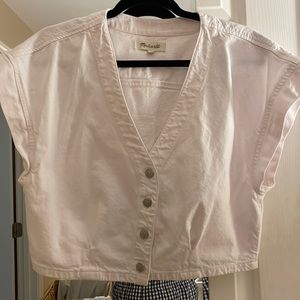 Madewell cropped white denim top